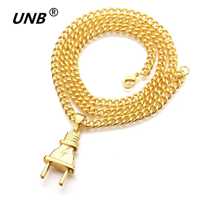 UNB 2017 Новый золотой цвет штепсельная розетка прикрепляемая к Форма ожерелья с