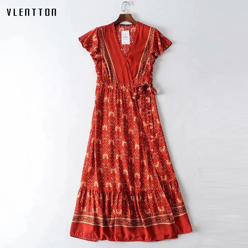 Summer Sexy Red Print Beach Maxi Dresses For Women V-Neck Short sleeve Ruffle High waist A-Line Women's Party Dress Vestidos
Summer Sexy Red Print Beach Maxi Dresses For Women V-Neck Short sleeve Ruffle High waist A-Line Women's Party Dress Vestidos