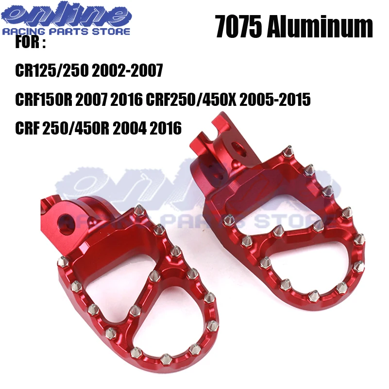 Новинка 7075 г., MX подставки для педалей Honda CR CR125, CR250, CRF150R, CRF450R, CRF250, CRF450X, для кроссового велосипеда, мотокросса, эндуро, супермотора 
Новинка 7075 г., MX подставки для педалей Honda CR CR125, CR250, CRF150R, CRF450R, CRF250, CRF450X, для кроссового велосипеда, мотокросса, эндуро, супермотора