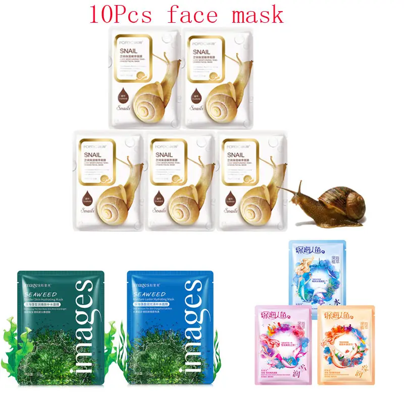 10Pcs Mixed Snail Seaweed Face Mask Moisturizing Whitening Shrink Pores Anti-Aging Acne Treatment Facial Masks Korean Skin Care
10Pcs Mixed Snail Seaweed Face Mask Moisturizing Whitening Shrink Pores Anti-Aging Acne Treatment Facial Masks Korean Skin Care