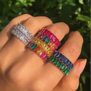 5 color 2019 new Design AAA baguette cubic zirconia engagement band colorful cz fashion ring women jewelry 
5 color 2019 new Design AAA baguette cubic zirconia engagement band colorful cz fashion ring women jewelry