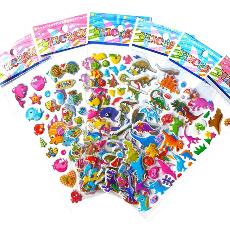 New 10pcs/lot Cartoon Animals Fish Dinosaur Stickers 3D waterproof Stickers Kids Educational Classic toys
New 10pcs/lot Cartoon Animals Fish Dinosaur Stickers 3D waterproof Stickers Kids Educational Classic toys
