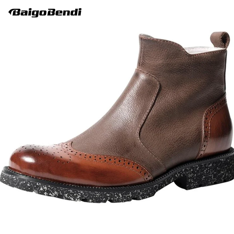 TOP!! Mens Genuine Leather Chelsea Boots Trendy Wing Tips Brogue Shoes Man Zip Riding Boots Winter Shoes
TOP!! Mens Genuine Leather Chelsea Boots Trendy Wing Tips Brogue Shoes Man Zip Riding Boots Winter Shoes