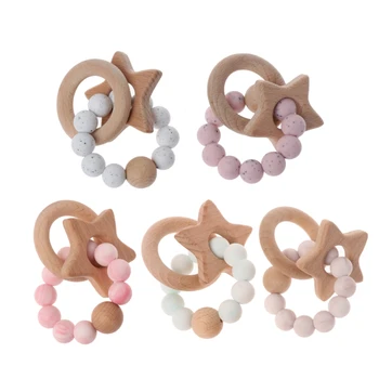 Baby Teether Rings Beech Wood Teething Ring Bracelet Silicone Teethers Chew Toys
Baby Teether Rings Beech Wood Teething Ring Bracelet Silicone Teethers Chew Toys