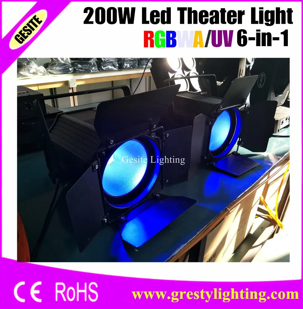 2pcs /lot COB RGBWA UV 6IN1 led par 200w stage Lighting for Theater TV Studio | Лампы и освещение