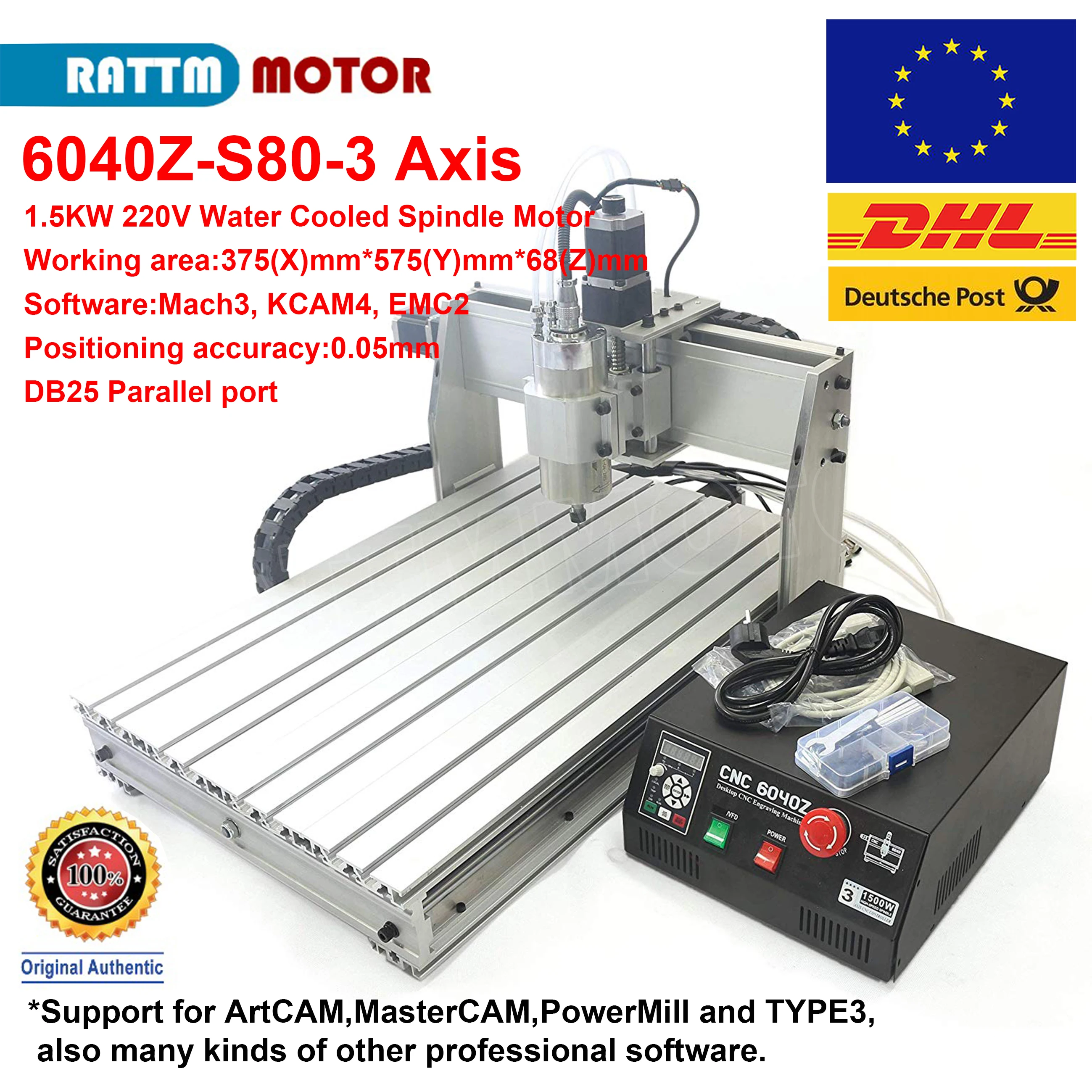 

1.5KW CNC 6040Z 220VAC 3 Axis water cooled MACH3 Engraver Engraving Machine support LPT Port CNC router Milling Machin