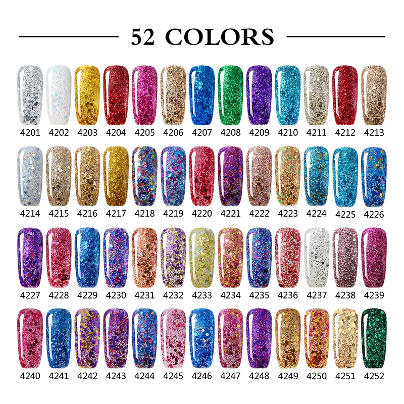 52pcs Diamond Glitter UV Gel Polish Soak Off High Quality Shiny Nail Polish Gel
52pcs Diamond Glitter UV Gel Polish Soak Off High Quality Shiny Nail Polish Gel