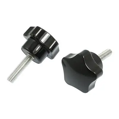 2 Pcs 6mm Thread Diameter Screw On Type Star Knob Black 1.9" | Обустройство дома