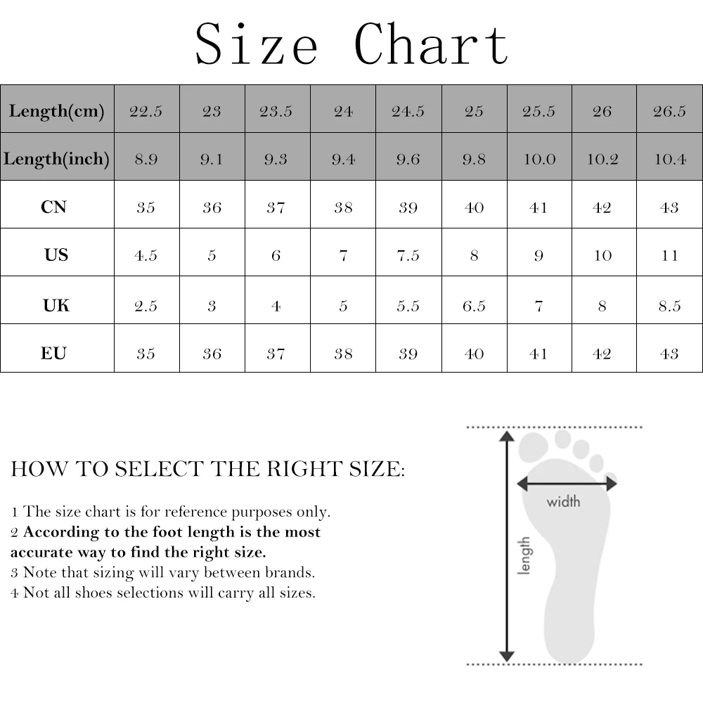 Womens Slipper Size Chart