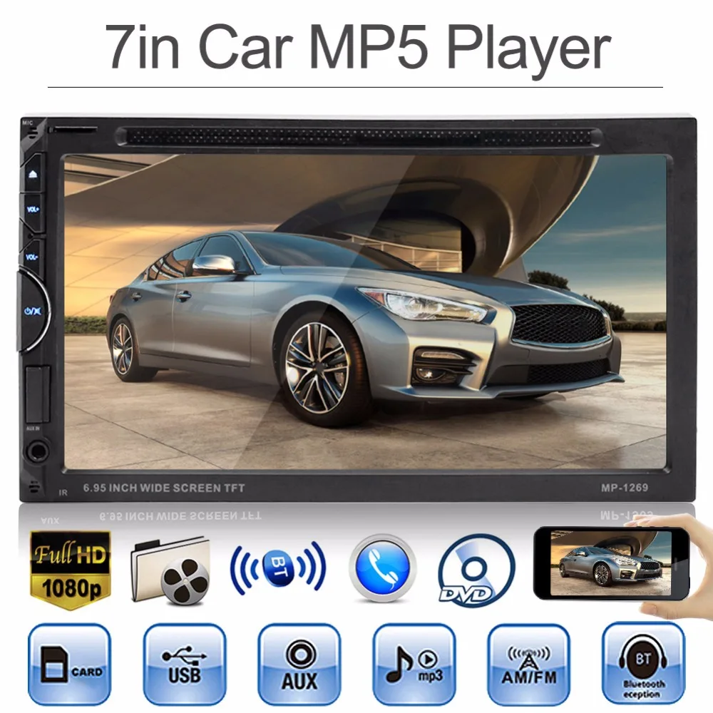 6.95" 2Din Car Radio DVD MP5 Player Multimedia Player Mirror Auto Radio Bluetooth DVD/CD Player Support Rear Camera
6.95" 2Din Car Radio DVD MP5 Player Multimedia Player Mirror Auto Radio Bluetooth DVD/CD Player Support Rear Camera