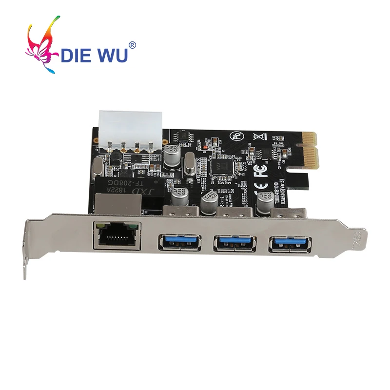 PCI Express to 3 port USB3.0 1 port RJ45 network adapter connection PCI Express network Expansion card TXB014
PCI Express to 3 port USB3.0 1 port RJ45 network adapter connection PCI Express network Expansion card TXB014