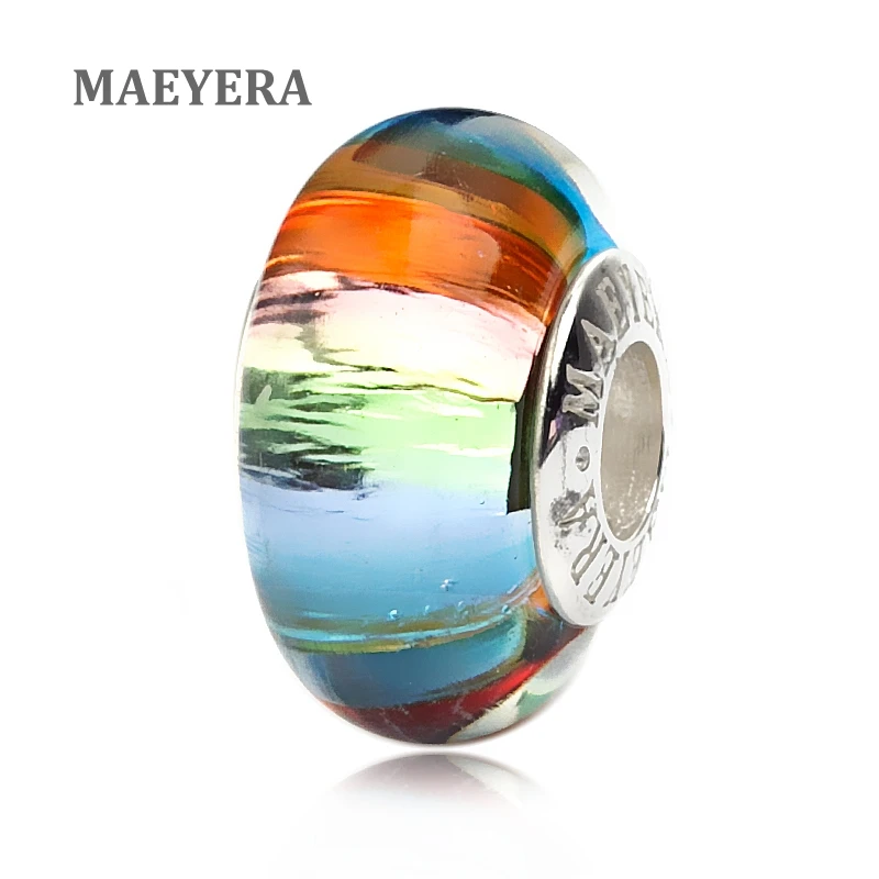 MAEYERA Authentic 925 Sterling Silver Lampwork Beads Color Stripe Murano Glass Beads For European Charm Bracelet 920216
MAEYERA Authentic 925 Sterling Silver Lampwork Beads Color Stripe Murano Glass Beads For European Charm Bracelet 920216