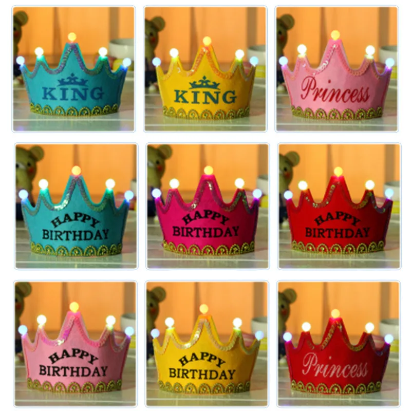 Pulaqi Happy Birthday Party Hats LED Light Cute King Cap Princess Crown Baby Decorative Supplies Boy Girl Gifts F
Pulaqi Happy Birthday Party Hats LED Light Cute King Cap Princess Crown Baby Decorative Supplies Boy Girl Gifts F