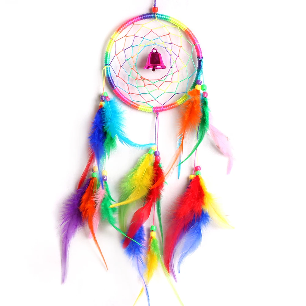 2019 Pretty style Ornament Feather Circle Bell Dream Catcher Wall Hanging Decoration Rainbow color
2019 Pretty style Ornament Feather Circle Bell Dream Catcher Wall Hanging Decoration Rainbow color