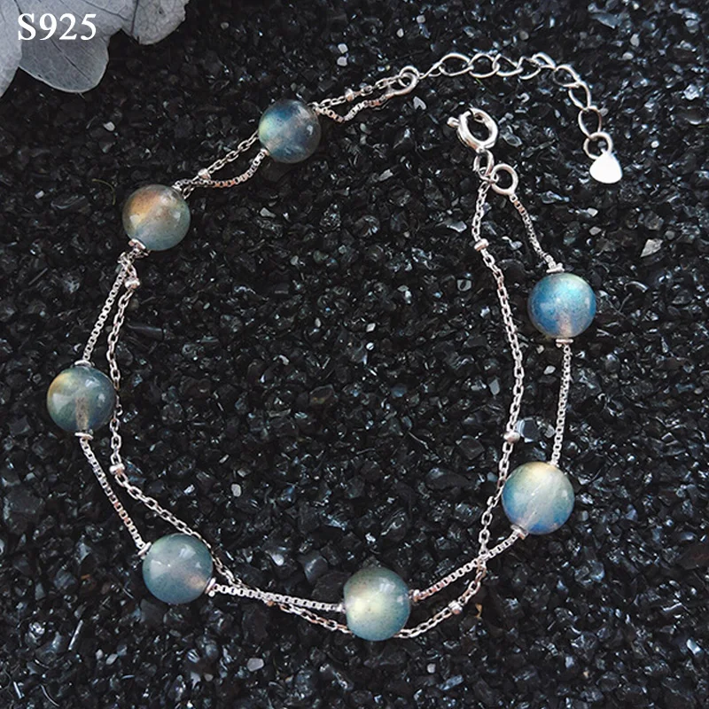 Genuine Real Pure Solid 925 Sterling Silver Bracelets Bangles for Women Jewelry Moon Stone Female Hand Double Chain Wristband
Genuine Real Pure Solid 925 Sterling Silver Bracelets Bangles for Women Jewelry Moon Stone Female Hand Double Chain Wristband