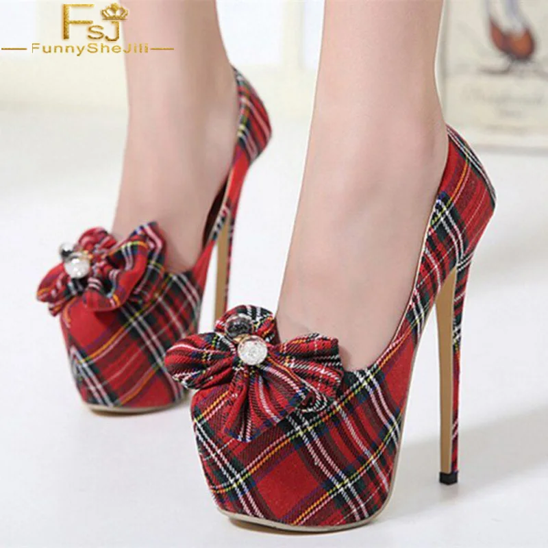 FSJ Fashion 2018 Star Women's Red Plaid Flowered Stiletto Platform Super High Heels Pumps Autumn Canvas Round Toe Shoes 38 42 45
FSJ Fashion 2018 Star Women's Red Plaid Flowered Stiletto Platform Super High Heels Pumps Autumn Canvas Round Toe Shoes 38 42 45