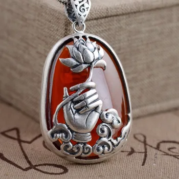 S990 Silver Antique Style female red Zircon Pendant Bergamot 
S990 Silver Antique Style female red Zircon Pendant Bergamot