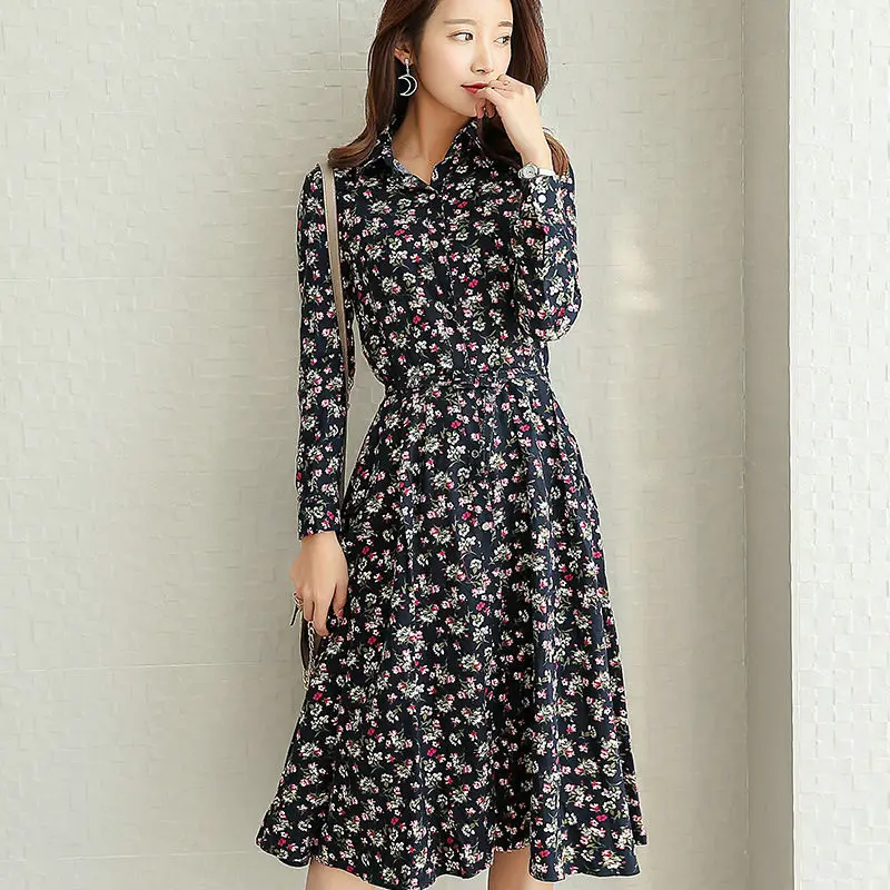 2018 Spring Summer Women's Clothing Elegant Long Sleeved Floral Dress Women Turn-down Collar Plus Size Dress A914
2018 Spring Summer Women's Clothing Elegant Long Sleeved Floral Dress Women Turn-down Collar Plus Size Dress A914