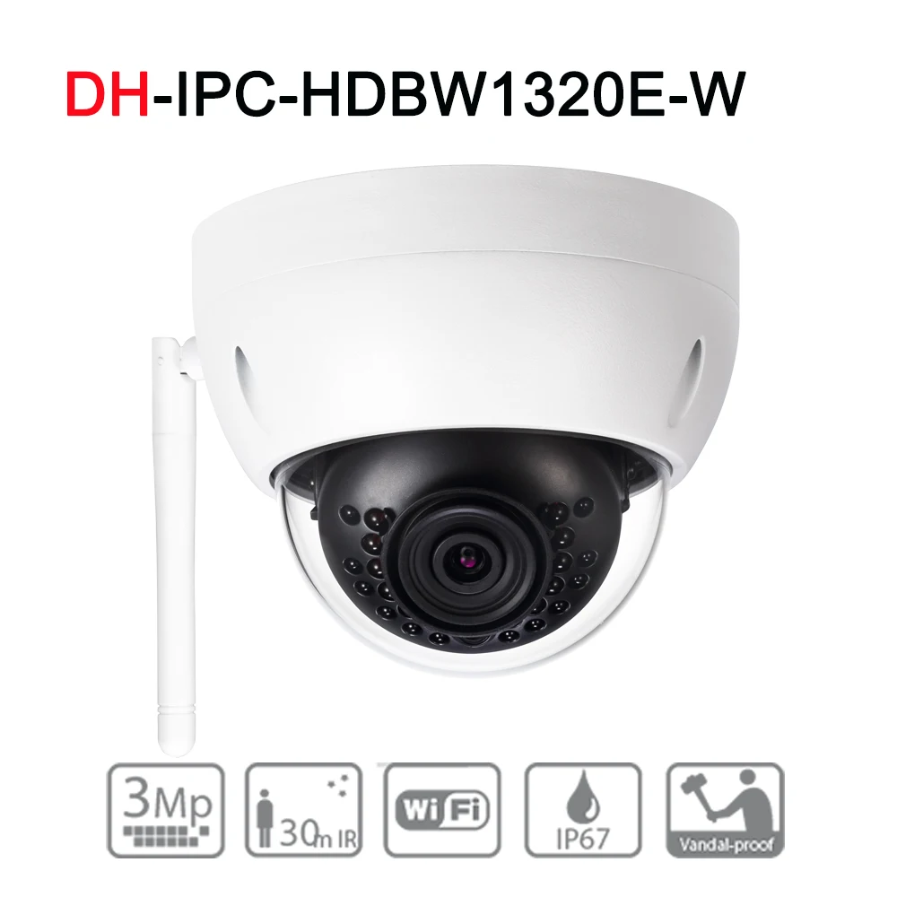3MP IR мини купольная WiFi сетевая IP камера IPC HDBW1320E W беспроводная безопасности 30m