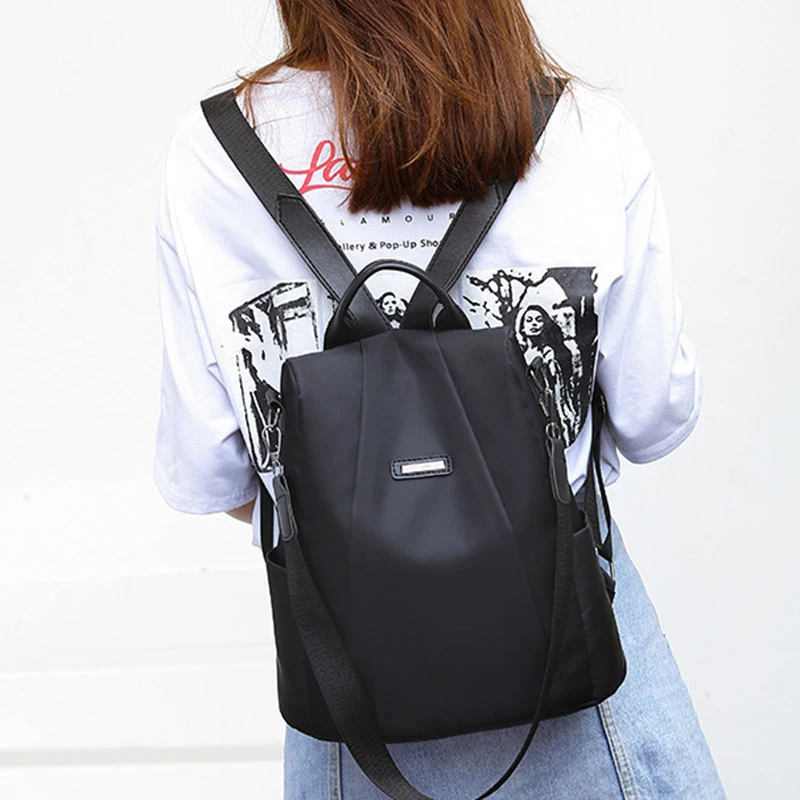 Women Solid Backpack Oxford Waterproof Travel Bag Anti-theft High Capacity Teenage Student Double Shoulder Bags Mochila BP0266 (12)
