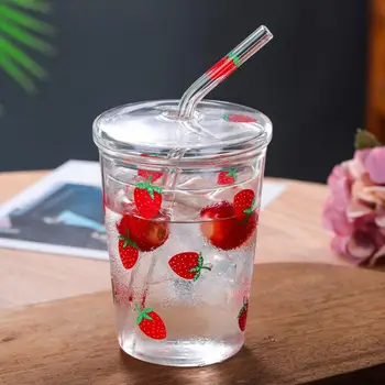 Heat-Resisting Clear Strawberry Letter Pattern Coffee Juice Drinking Water Glass Cup with Straw Lid For Home OffIce Drinkware
Heat-Resisting Clear Strawberry Letter Pattern Coffee Juice Drinking Water Glass Cup with Straw Lid For Home OffIce Drinkware