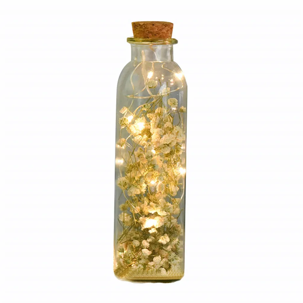 Glass wishing bottle christmas decorative vase with natural babysbreath dried flower bedroom decoration No LED lamp string
Glass wishing bottle christmas decorative vase with natural babysbreath dried flower bedroom decoration No LED lamp string