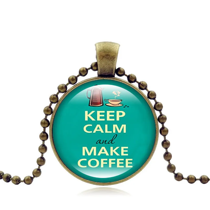 Сохраняйте спокойствие и делайте кофе время драгоценные камни подвеска ожерелье