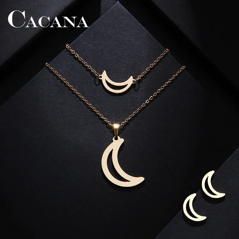 CACANA Stainless Steel JSets For Women Moon Shape Necklace Bracelet Earring Jewelry Lover's Engagement Jewelry S325
CACANA Stainless Steel JSets For Women Moon Shape Necklace Bracelet Earring Jewelry Lover's Engagement Jewelry S325