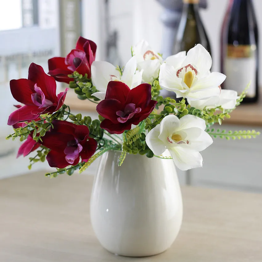 New 1 Bouquet 5 Heads Artificial Flower Fake Orchid Grass Silk Flowers Wedding Party Home Decoration
New 1 Bouquet 5 Heads Artificial Flower Fake Orchid Grass Silk Flowers Wedding Party Home Decoration