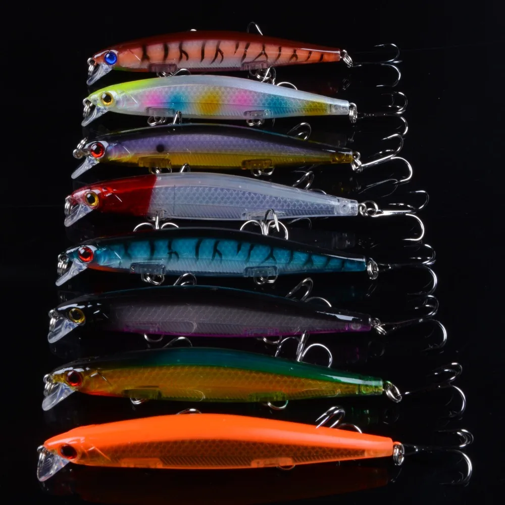 

8pcs 10.5cm 13.5g Crankbait Fishing Lure Minnow Wobblers Tackle pesca Swim Crank Bait Bass Fishing Lure pike perch With 3D Eyes