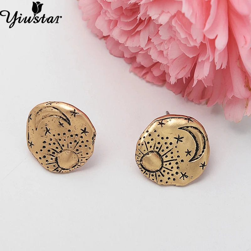 Yiustar Zinc Alloy Tiny Moon Star Stud Earrings for Women Vintage Round Texture Small Mine Sun Studs Earring Jewelry Brincos
Yiustar Zinc Alloy Tiny Moon Star Stud Earrings for Women Vintage Round Texture Small Mine Sun Studs Earring Jewelry Brincos