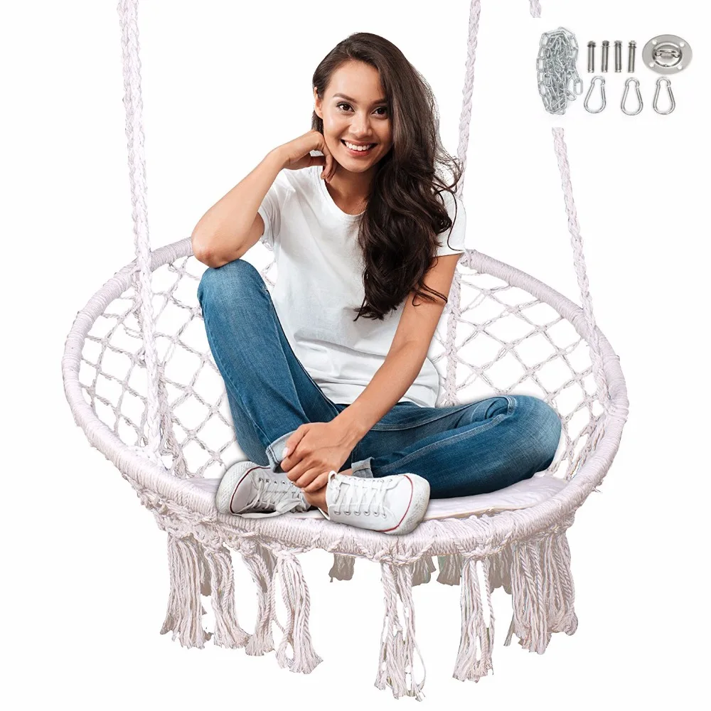 Hammock Chair Swing Chair With Expansion Wire, Indoor Outdoor Hanging Macrame Cradle
Hammock Chair Swing Chair With Expansion Wire, Indoor Outdoor Hanging Macrame Cradle