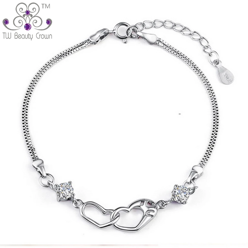 Real 925 Sterling Silver Fashion Romantic Women's AAA Grade Cubic Zirconia Heart Chain & Link Bracelet Wholesale Fashion Jewelry
Real 925 Sterling Silver Fashion Romantic Women's AAA Grade Cubic Zirconia Heart Chain & Link Bracelet Wholesale Fashion Jewelry