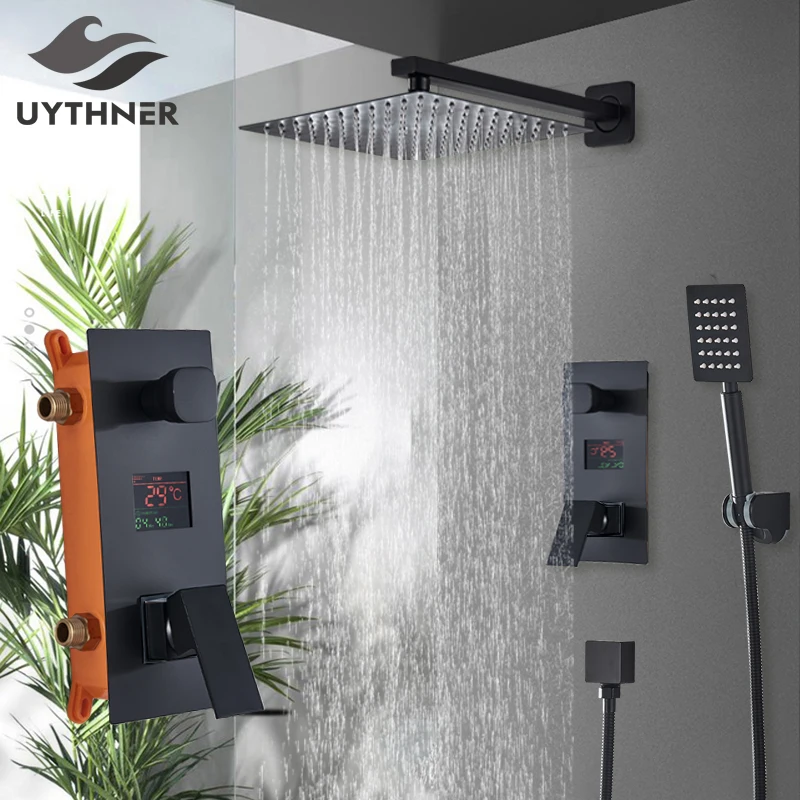 Bathroom Shower 2-Functions Black Digital Shower Faucets Set Rainfall Shower Head 2-way Digital Display Mixer Tap Shower Mixer
Bathroom Shower 2-Functions Black Digital Shower Faucets Set Rainfall Shower Head 2-way Digital Display Mixer Tap Shower Mixer
