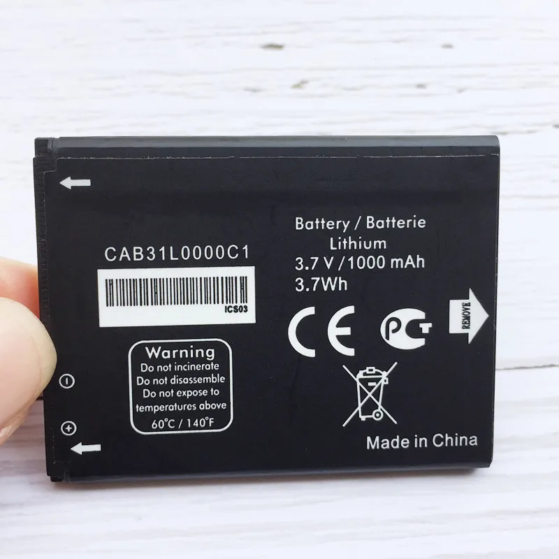 CAB31L0000C1 CAB31L0000C2 Battery 1000mAh For Alcatel i808 TCL T66 A890 Mobile Phone Battery
CAB31L0000C1 CAB31L0000C2 Battery 1000mAh For Alcatel i808 TCL T66 A890 Mobile Phone Battery