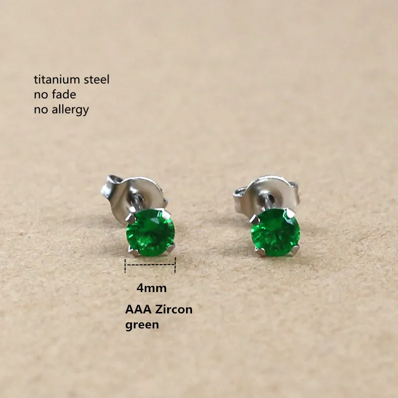 Titanium With 4mm Green Zircon Round Stud Earrings 316L Stainless Steel IP Planting No Fade No Allergy
Titanium With 4mm Green Zircon Round Stud Earrings 316L Stainless Steel IP Planting No Fade No Allergy
