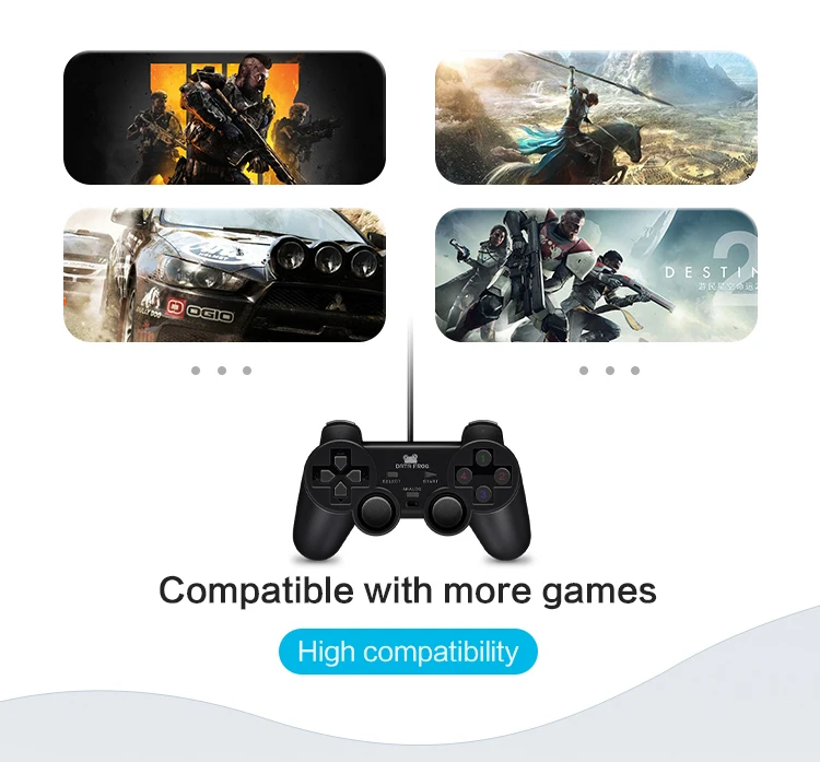 Vibration Joystick Wired USB PC Controller For PC Computer Laptop For WinXP/Win7/Win8/Win10 For Vista Black Gamepad