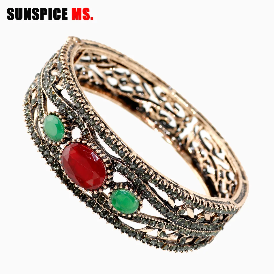 SUNSPICE MS Morocco Vintage Bangle Rhinestone Wrist Jewelry Antique Gold Color Thin Cuff Bracelet Turkish Ethnic Wedding Gifts
SUNSPICE MS Morocco Vintage Bangle Rhinestone Wrist Jewelry Antique Gold Color Thin Cuff Bracelet Turkish Ethnic Wedding Gifts