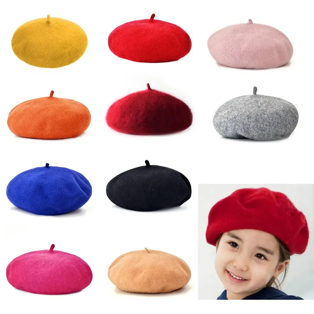 Autumn Winter Solid Color Vintage Berets Cap Round Soft Woolen French Artist Beanie Hat for Girls Children Hat Fashion Accessory
Autumn Winter Solid Color Vintage Berets Cap Round Soft Woolen French Artist Beanie Hat for Girls Children Hat Fashion Accessory