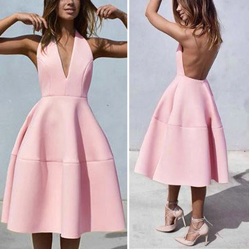 2019 Spring Summer Pink Dress Sexy Deep V neck Sleeveless Vest All Suits Charming Dress Girl Mid-calf Party Dress Vestidos Mujer
2019 Spring Summer Pink Dress Sexy Deep V neck Sleeveless Vest All Suits Charming Dress Girl Mid-calf Party Dress Vestidos Mujer