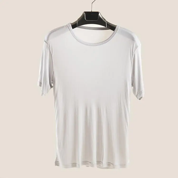 Man Summer Hot Sale O-neck Solid 100% Silk Tops Male Spring Oversized Hedging Stretch Silk Tees Men Short Sleeve Silk Shirt
Man Summer Hot Sale O-neck Solid 100% Silk Tops Male Spring Oversized Hedging Stretch Silk Tees Men Short Sleeve Silk Shirt