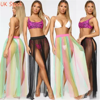 

Women Sexy Casual Vacation Lace Floor-Length Bikini Cover Up Swimwear Sheer Beach Maxi Wrap Skirt Sarong Pareo S M L XL