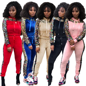 Tsuretobe Warm Velvet Sequin Two Piece Set Women New Winter Fashion Hooded 2 Piece Set Female Elegant Casual Tracksuit Vestido
Tsuretobe Warm Velvet Sequin Two Piece Set Women New Winter Fashion Hooded 2 Piece Set Female Elegant Casual Tracksuit Vestido