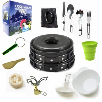 Outdoor Camping Equipment Cooking Set Pot Pan Cookware Stove Carabiner Spork Knife Spoon Camping Hiking Backpacking Picnic
Outdoor Camping Equipment Cooking Set Pot Pan Cookware Stove Carabiner Spork Knife Spoon Camping Hiking Backpacking Picnic
