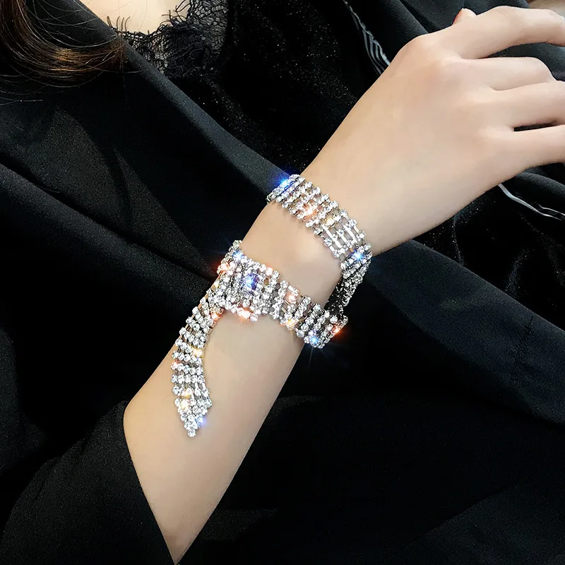 Rhinestone Silver Plated Crystal Bracelets For Women Fashion Jewelry Bangles Wedding RT197 | Украшения и аксессуары