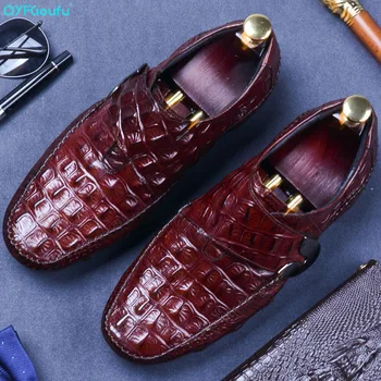 QYFCIOUFU New Genuine Leather Men's Bussines Dress Shoes Monk Strap Casual Korean Loafer Shoes Crocodile Pattern Fashion Oxfords
QYFCIOUFU New Genuine Leather Men's Bussines Dress Shoes Monk Strap Casual Korean Loafer Shoes Crocodile Pattern Fashion Oxfords