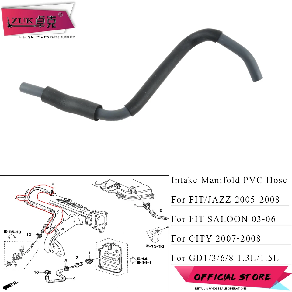 ZUK Intake Manifold Positive Crankcase Ventilation PCV Hose For FIT JAZZ CITY FIT SALOON 2003 2004 2005 2006 2007 2008 1.3L 1.5L
ZUK Intake Manifold Positive Crankcase Ventilation PCV Hose For FIT JAZZ CITY FIT SALOON 2003 2004 2005 2006 2007 2008 1.3L 1.5L