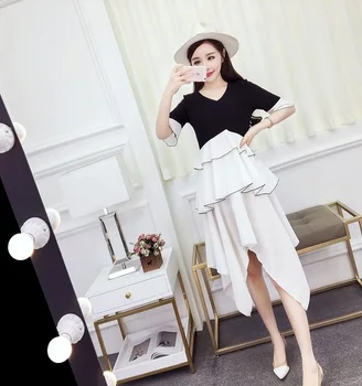 Black And White Patchwork Summer Dress Irregular V-neck Dress Women High Waist Thin Vestido De Festa Sweet Dress Elegant
Black And White Patchwork Summer Dress Irregular V-neck Dress Women High Waist Thin Vestido De Festa Sweet Dress Elegant