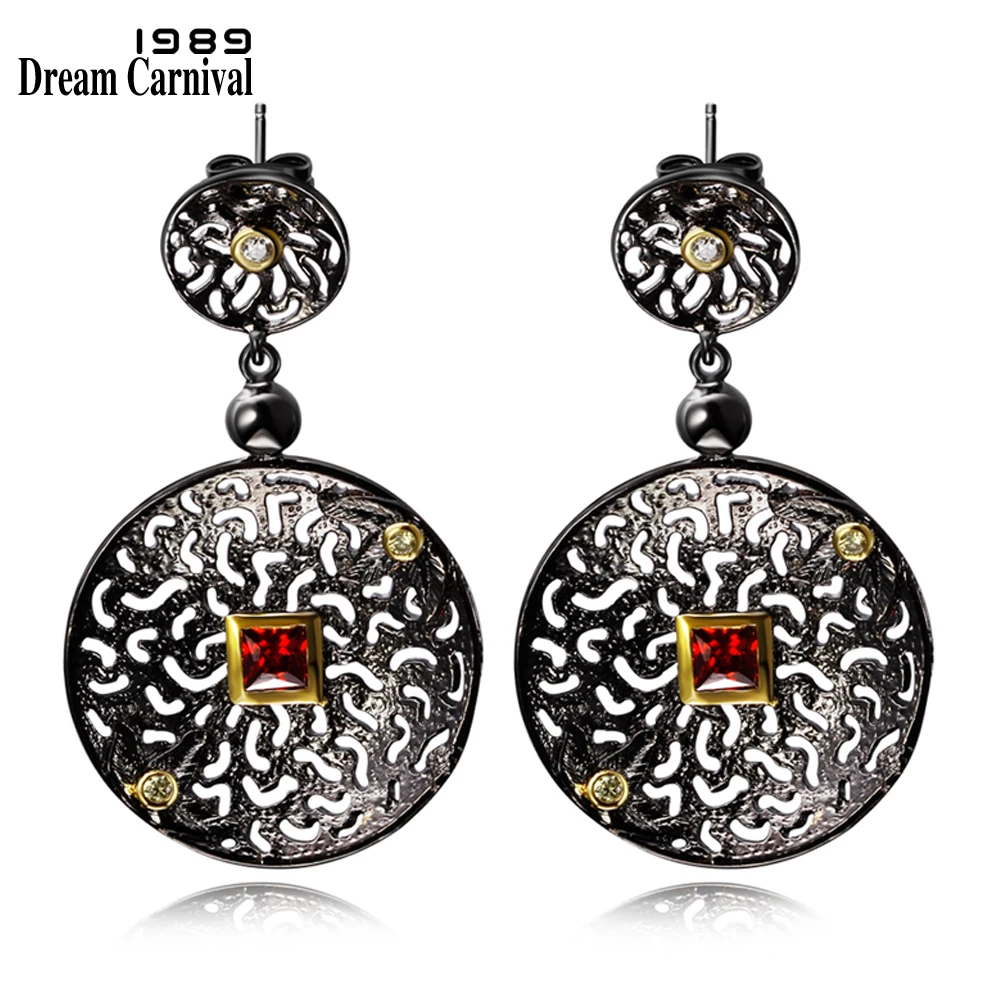 DreamCarnival 1989 Black Gold Color Round Hollow Design Red CZ Vintage Luxury Ethnic Brincos Drop Earrings For Women ZE52820
DreamCarnival 1989 Black Gold Color Round Hollow Design Red CZ Vintage Luxury Ethnic Brincos Drop Earrings For Women ZE52820