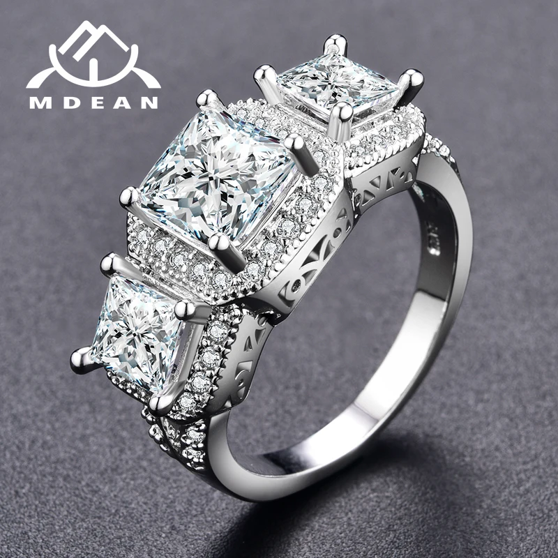 MDEAN Белое золото Цветные Кольца для женщин обручальные кольца ювелирные изделия